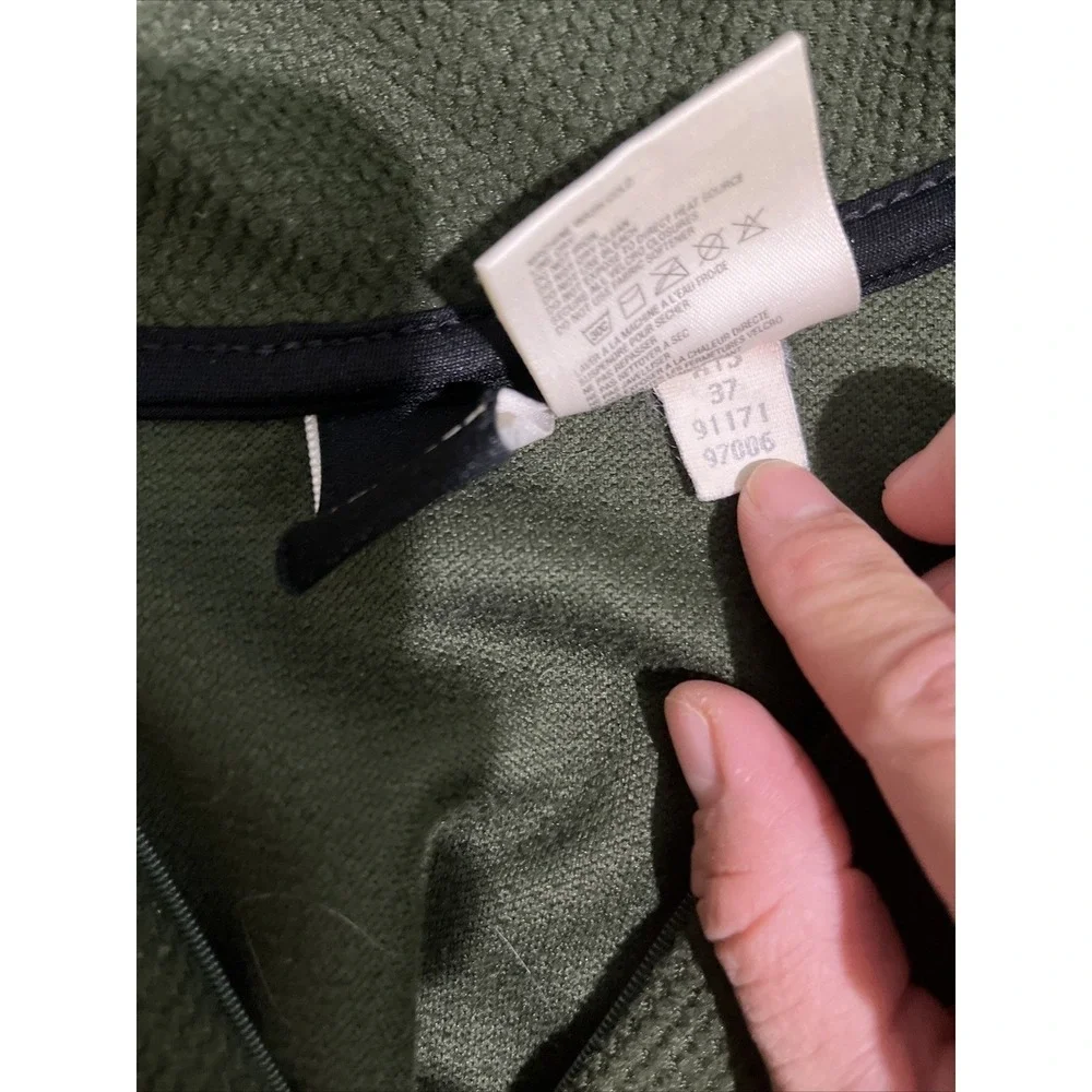 North Face Mens Quarter Zip Pullover‎ Sz L Olive Waffle Knit Mock Thermal Fleece